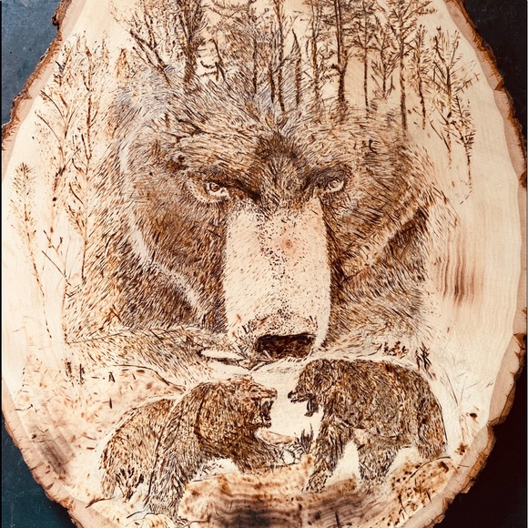 Other - Handmade Pyrography bear sign